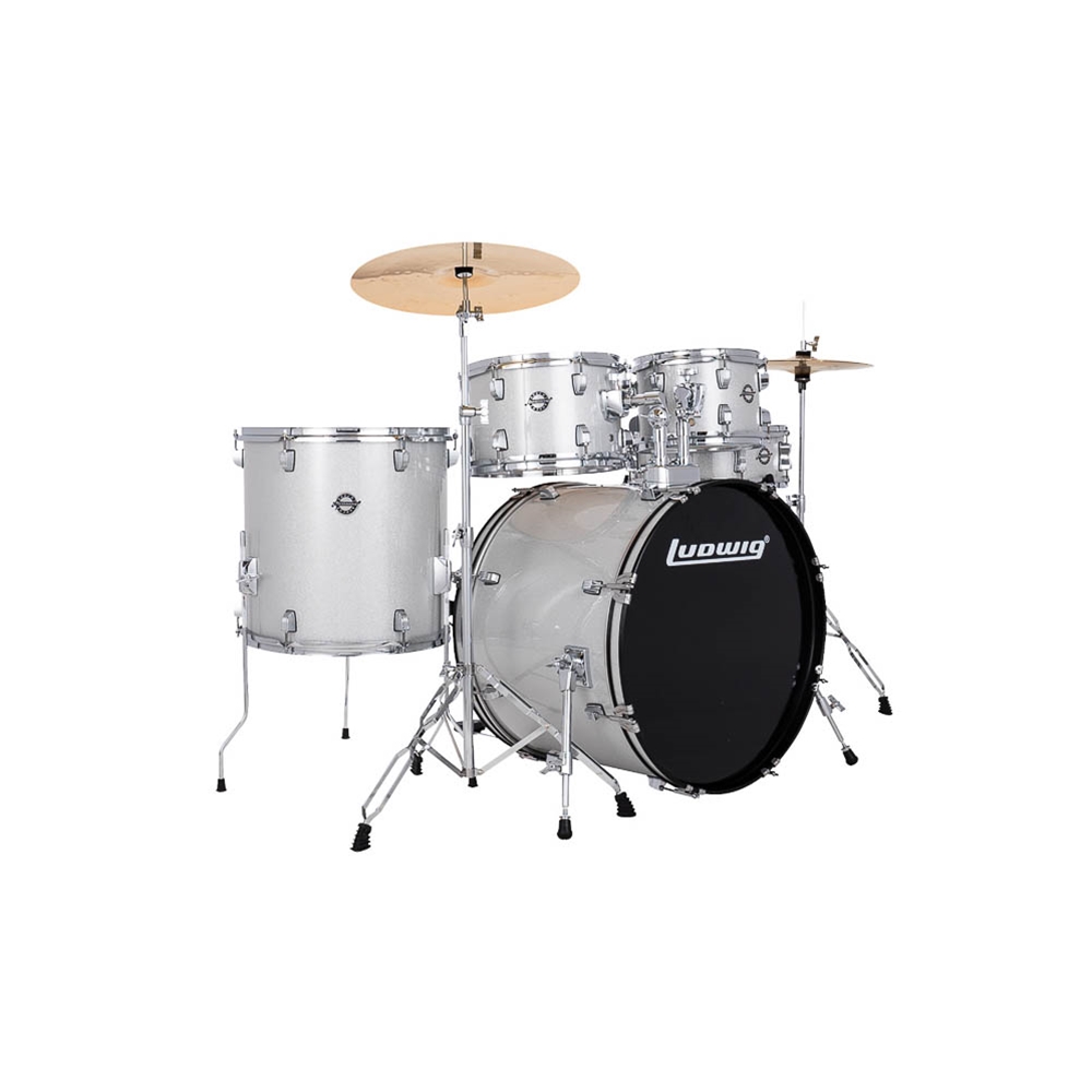 Ludwig LC19515 Accent Live 5-Piece Complete Drum Set, Silver Sparkle