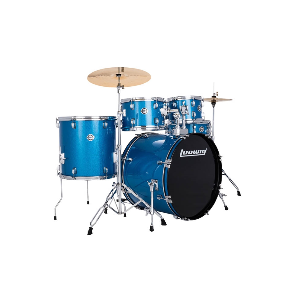 Ludwig LC19519 Accent Live 5-Piece Complete Drum Set, Blue Sparkle