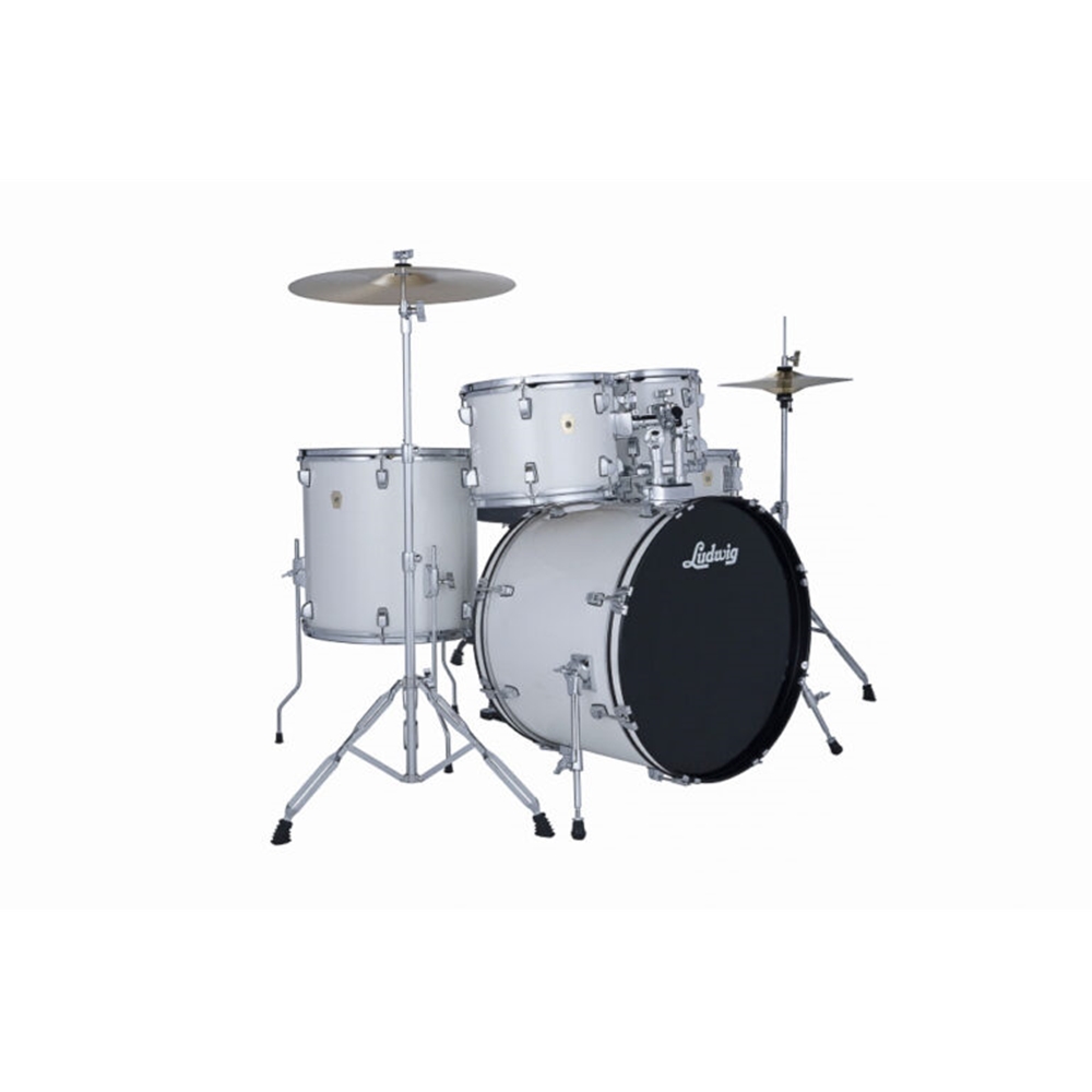 Ludwig LC195C7 Accent Live 5-Piece Complete Drum Set, Snow Dust