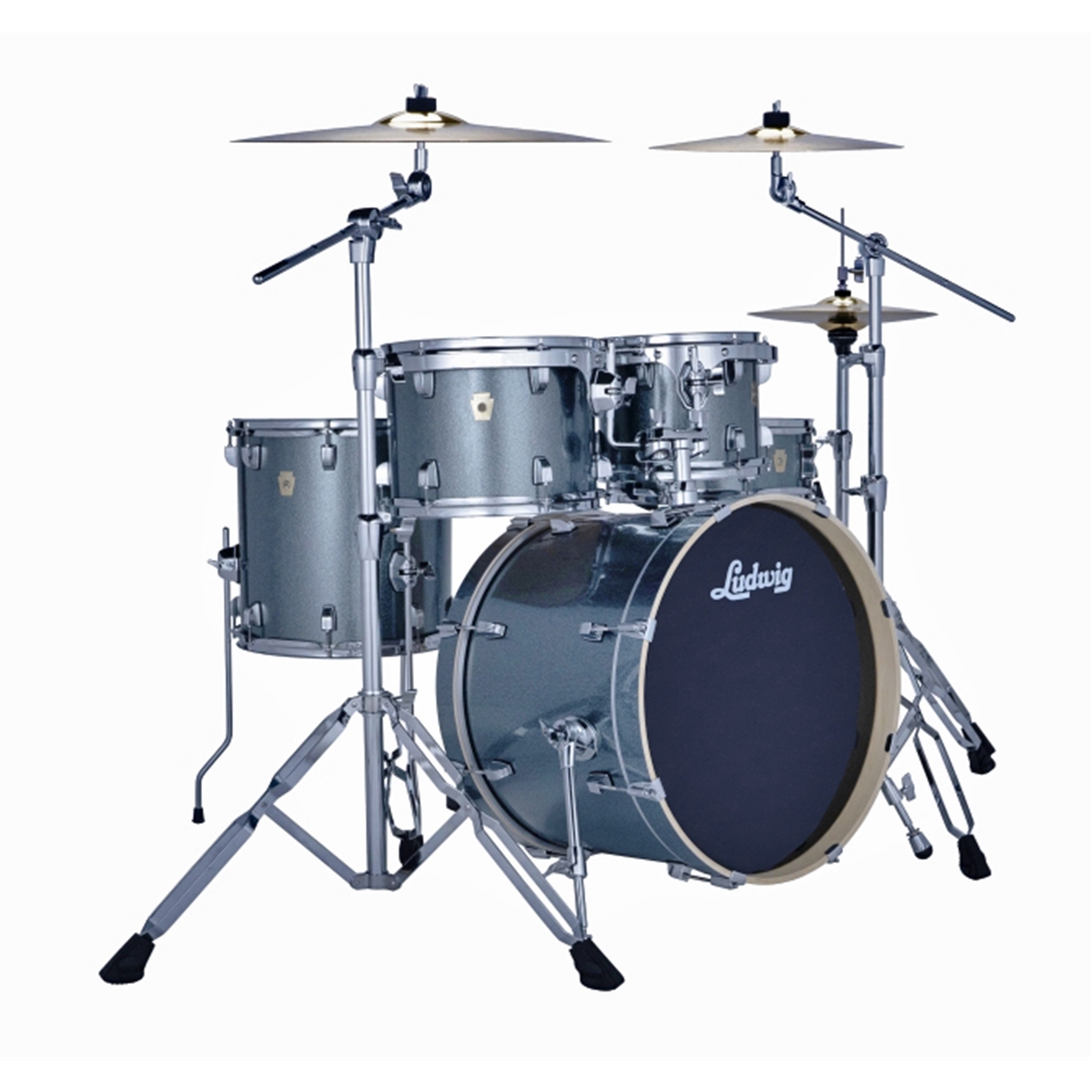 Ludwig LE5200C4P101 Evolution 5-Piece Complete Drum Set w/ Hardware, 20" Bass Drum, Atlantic Sparkle w/ Paiste101 Cymbals