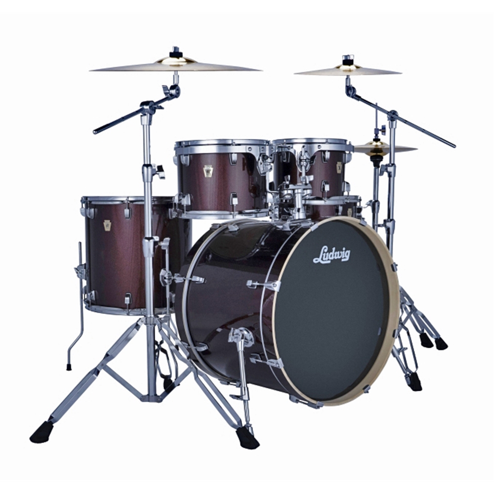 Ludwig LE5220C1P101 Evolution 5-Piece Complete Drum Set w/ Hardware, 22" Bass Drum, Carmel Sparkle w/ Paiste101 Cymbals