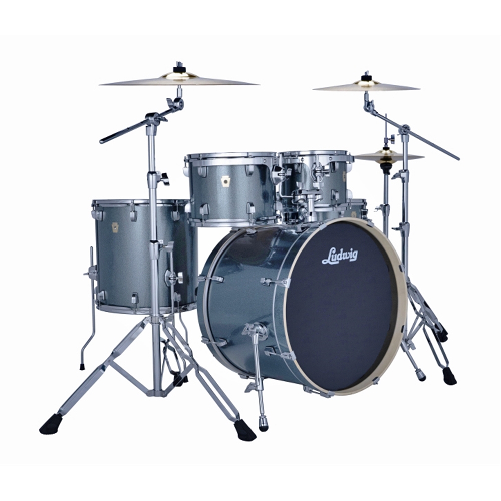 Ludwig LE5220C4P101 Evolution 5-Piece Complete Drum Set w/ Hardware, 22" Bass Drum, Atlantic Sparkle w/ Paiste101 Cymbals