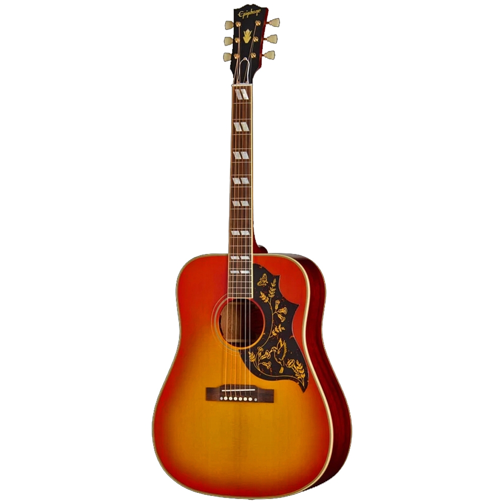 Epiphone ECHBR0HSGH1 1960 Hummingbird Reissue Acoustic Electric Guitar w/Hardshell Case, Heritage Cherry Sunburst