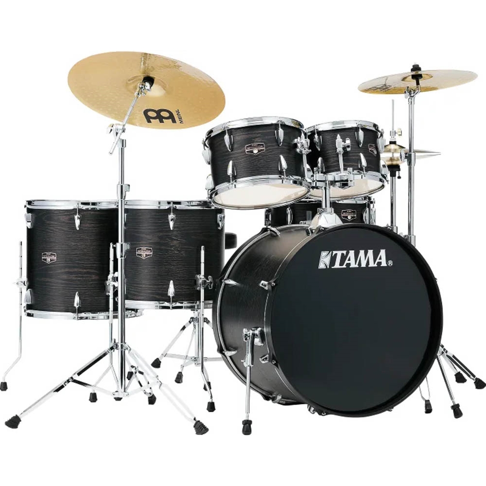TAMA IE62CBOW Imperialstar 6-piece Complete Drum Set with Snare Drum and Meinl Cymbals - Black Oak Wrap