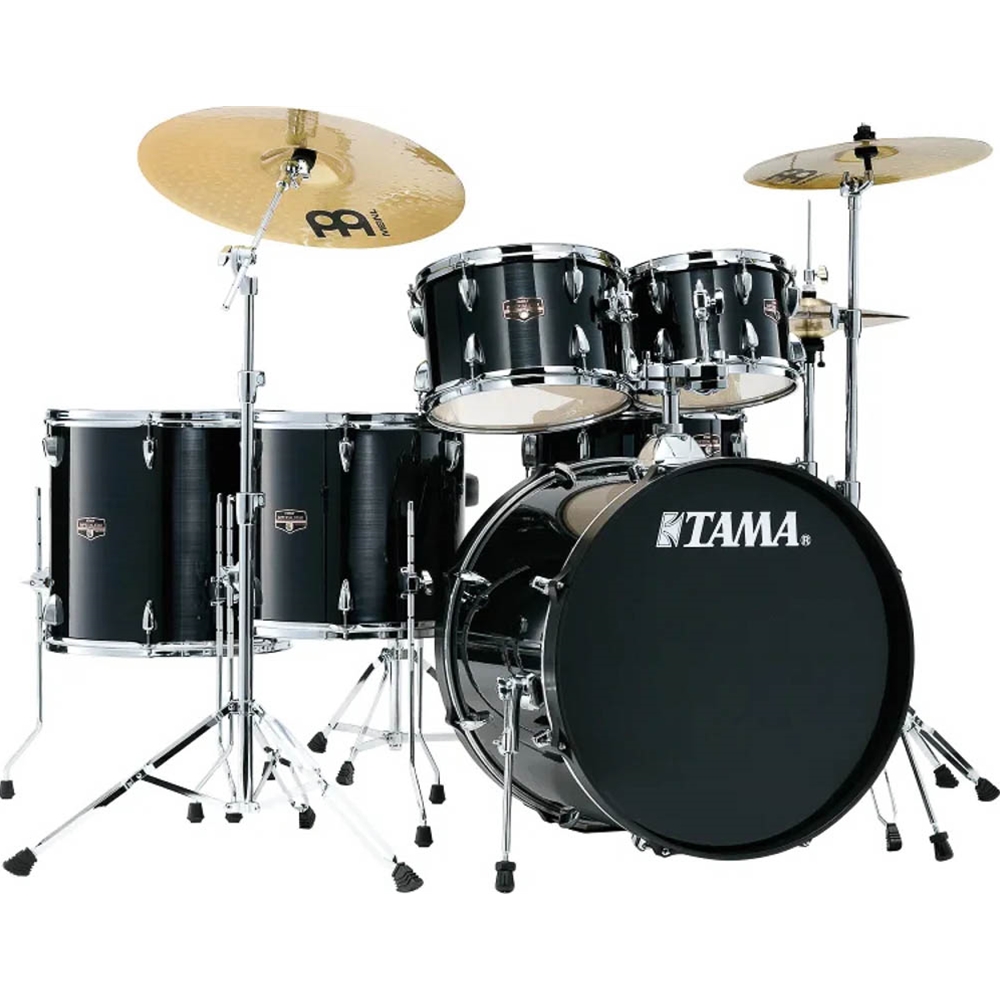 TAMA IE62CHBK Imperialstar 6-piece Complete Drum Set with Snare Drum and Meinl Cymbals - Hairline Black