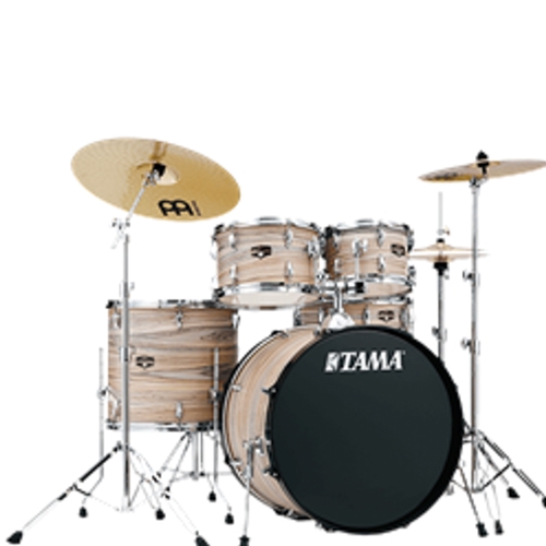 TAMA IE52CNZW Imperialstar 5-piece Complete Drum Set with Snare Drum and Meinl Cymbals - Natural Zebrawood Wrap