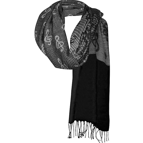 AM Gifts  56465C Pashmina Scarf G Clef Black