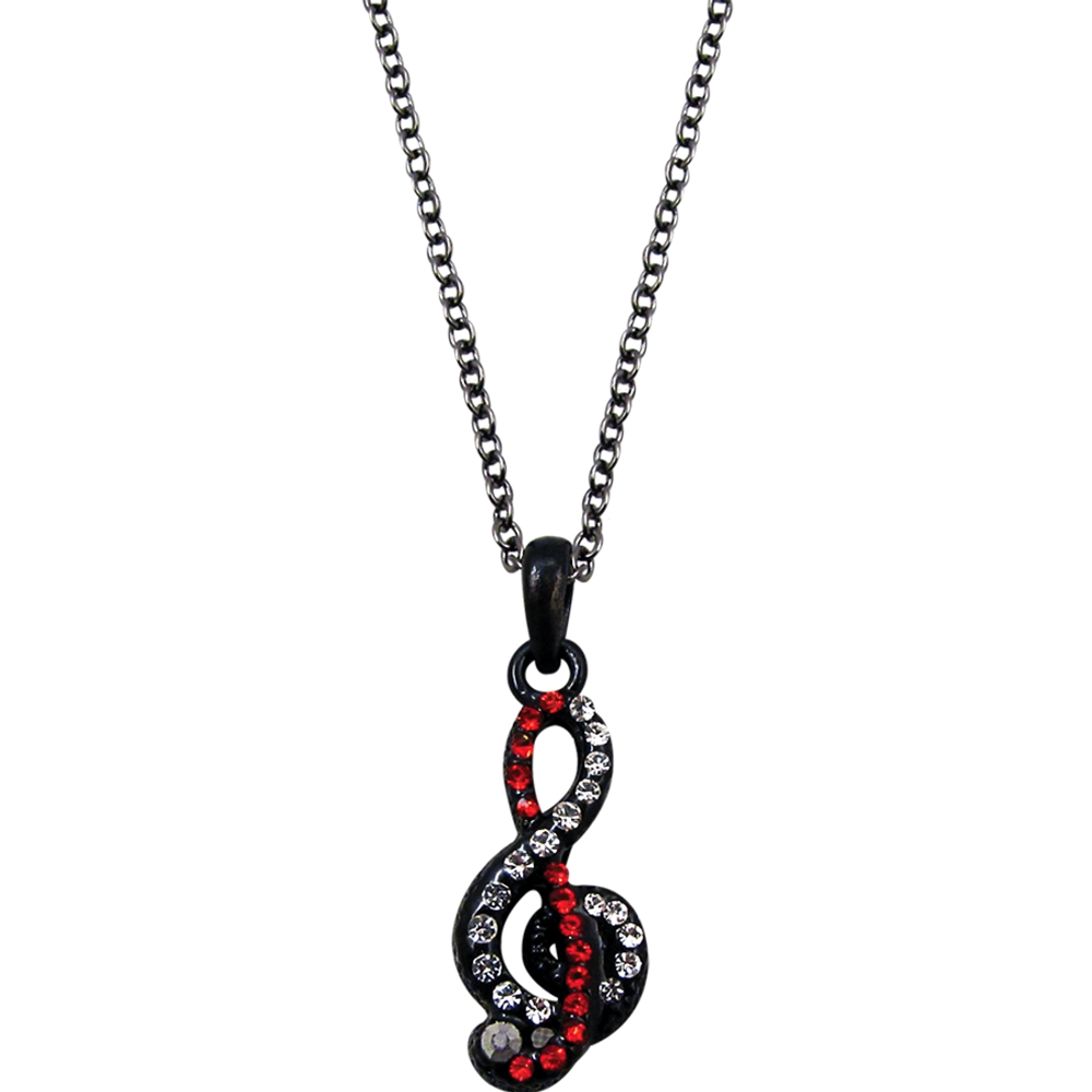 AM Gifts  N478 G-Clef Red Rhinestone Necklace