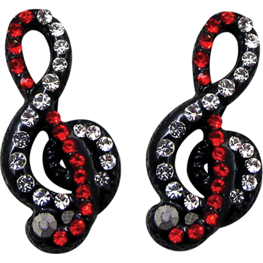 AM Gifts  ER448 G-Clef Red Rhinestone Earrings