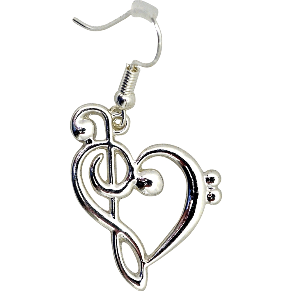 AM Gifts  MUER1 G-Clef and Bass Clef Heart Silver Earrings