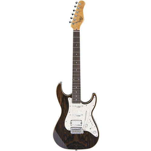 Michael Kelly MK65CSEPRB Custom Collection Electric Guitar 1965 Striped Ebony H/S/S Pferrofb, Natural