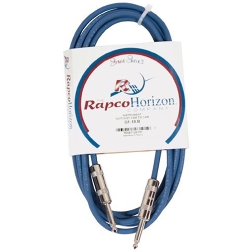 Rapco-Horizon G1S-10.B-I 10 Foot Blue Guitar/ Instrument Cable 1/4M Male to 1/4 Male w/SHK
