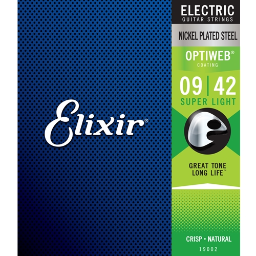 Elixir 12002 Electric Guitar Strings w NANOWEB® Coating, Super Light (.009-.042)