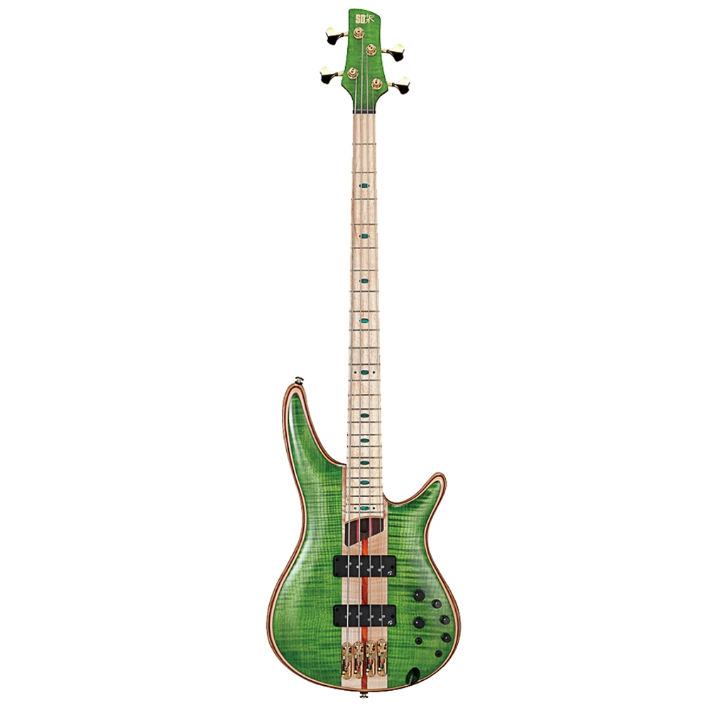 Ibanez SR4FMDXEGL Premium 4-String Electric Bass Guitar, Emerald Green Low Gloss w/Gig Bag