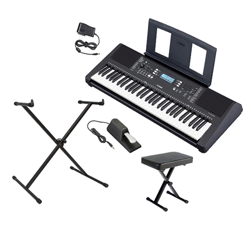 NW Music PSRE373ADPKGDLX 61-Key Portable Keyboard with Deluxe Pedal, X-Stand and Bench - $40 MARKDOWN!