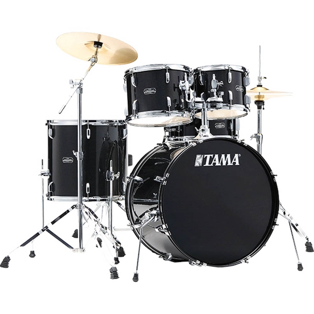 TAMA ST52H5CBNS STAGESTAR  5-piece Complete Drum Set with Snare Drum and Brass Cymbals - Black Night Sparkle