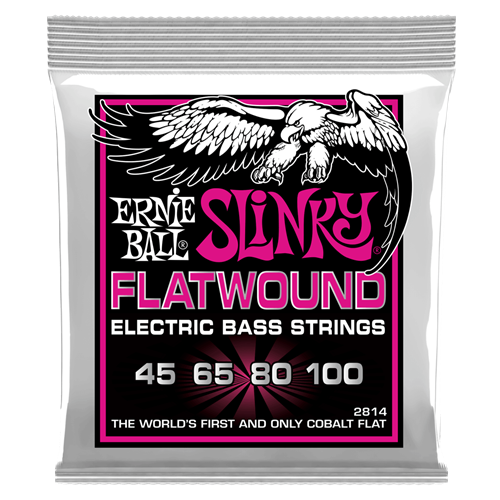 Ernie Ball P02814 Flatwound Super Slinky  Electric Bass Guitar Strings 45-100