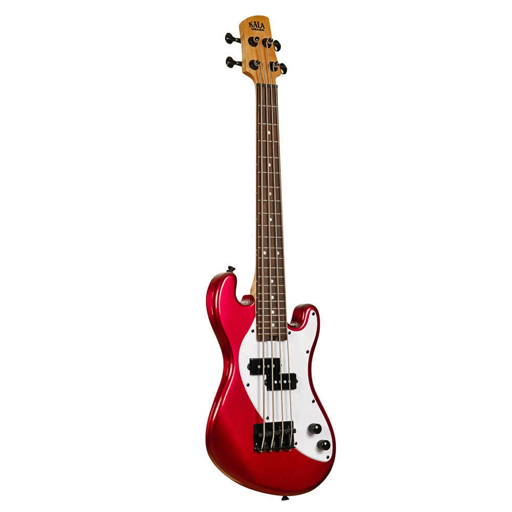 Kala UBASS-SB-RD-FS Solid Body 4-String Fretted U-BASS Candy Apple Red w/ Gig Bag