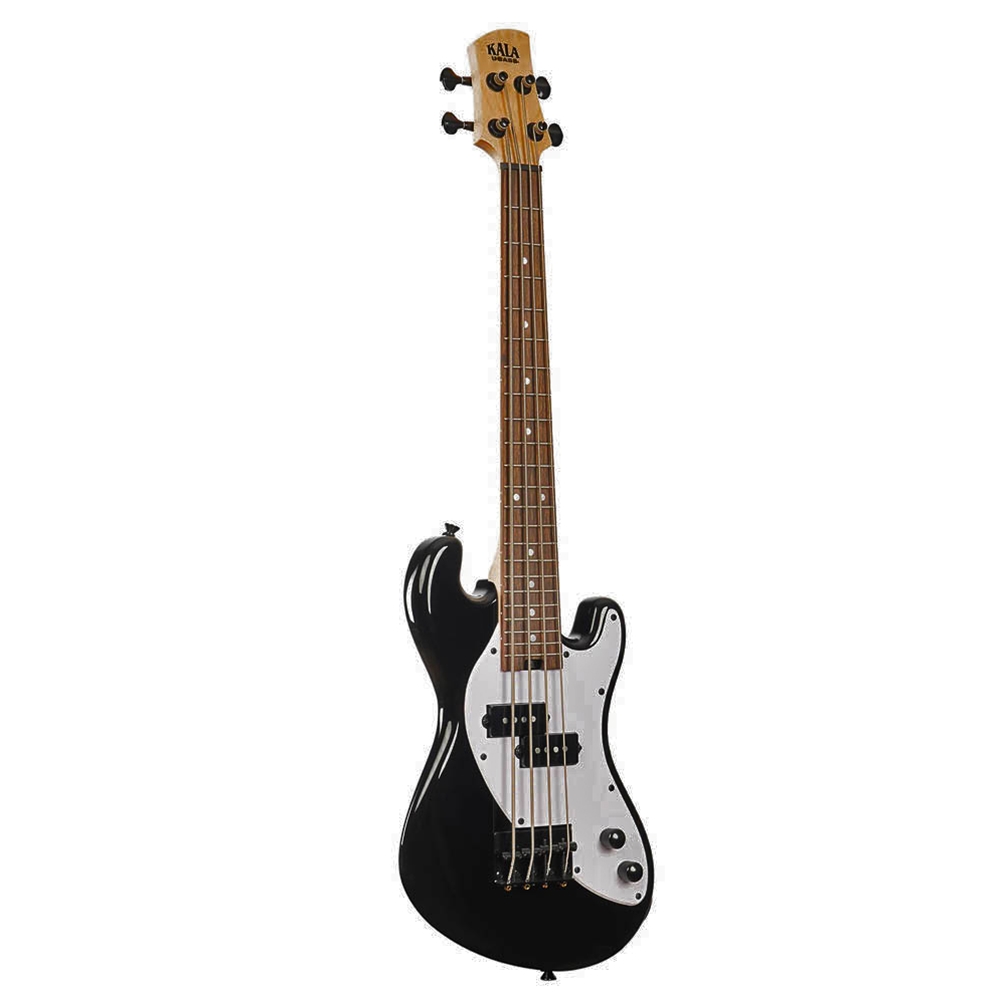 Kala UBASS-SB-BK-FS Solid Body 4-String Fretted U-BASS Jet Black w/ Gig Bag