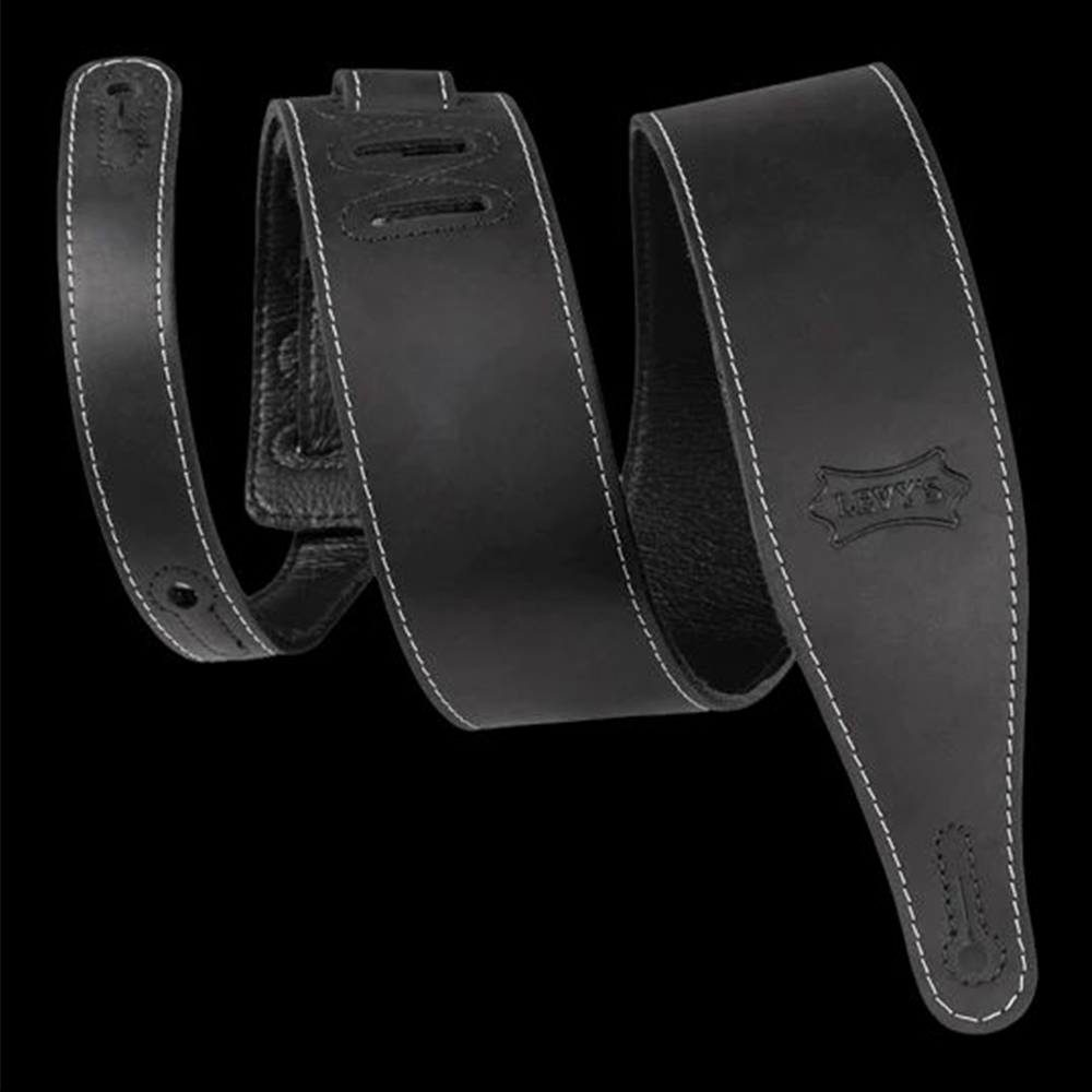 Levy's Leathers M17BDS-BLK 2.5" Wide Butter Double Stitch Guitar Strap