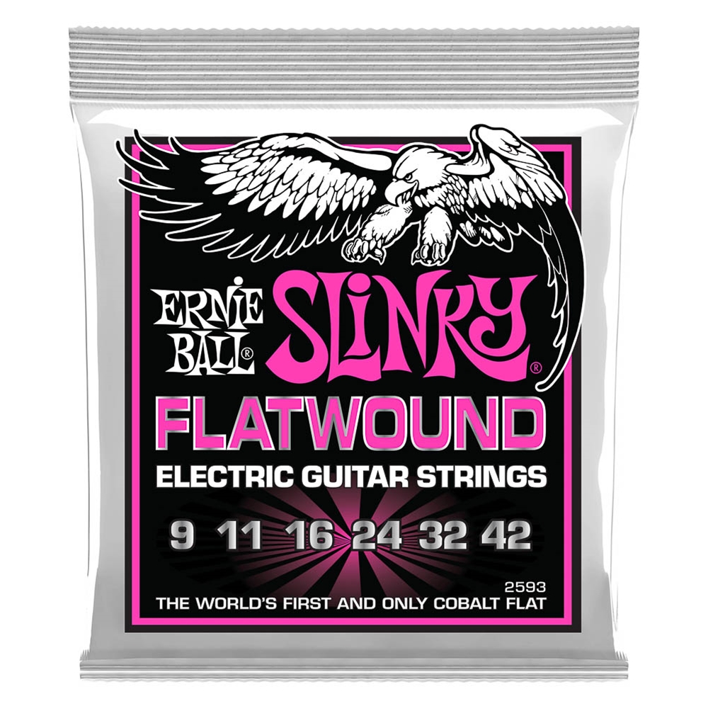 Ernie Ball P02593 Super Slinky Flatwound Electric Guitar Strings 9-42 Gauge