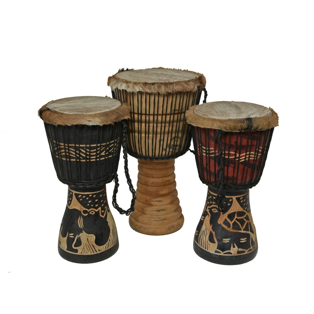 Samba Daramy SBD12F 12" Handcrafted African Djembe - Fur Lined Head