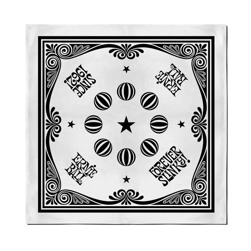 Ernie Ball P04911 Forever Slinky Bandana 22" X 22" Black on White