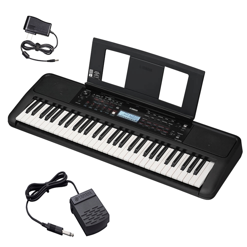 NW Music PSRE383+PEDAL  61-Key Portable Keyboard with Sustain Pedal