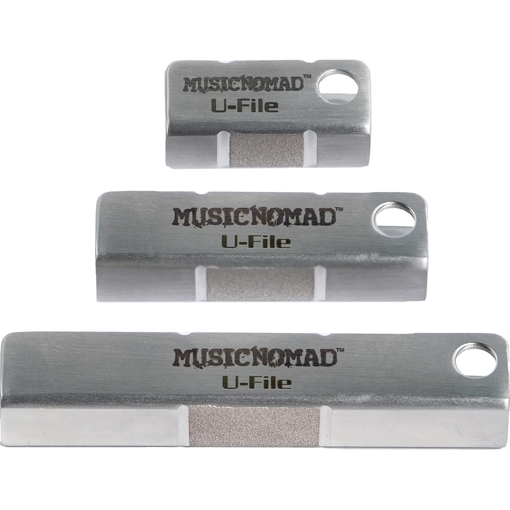 Music Nomad MN813 Fret Leveler - Diamond U-File for Leveling Single Guitar Frets - 3 Pack (1.25”, 2”, 3”)