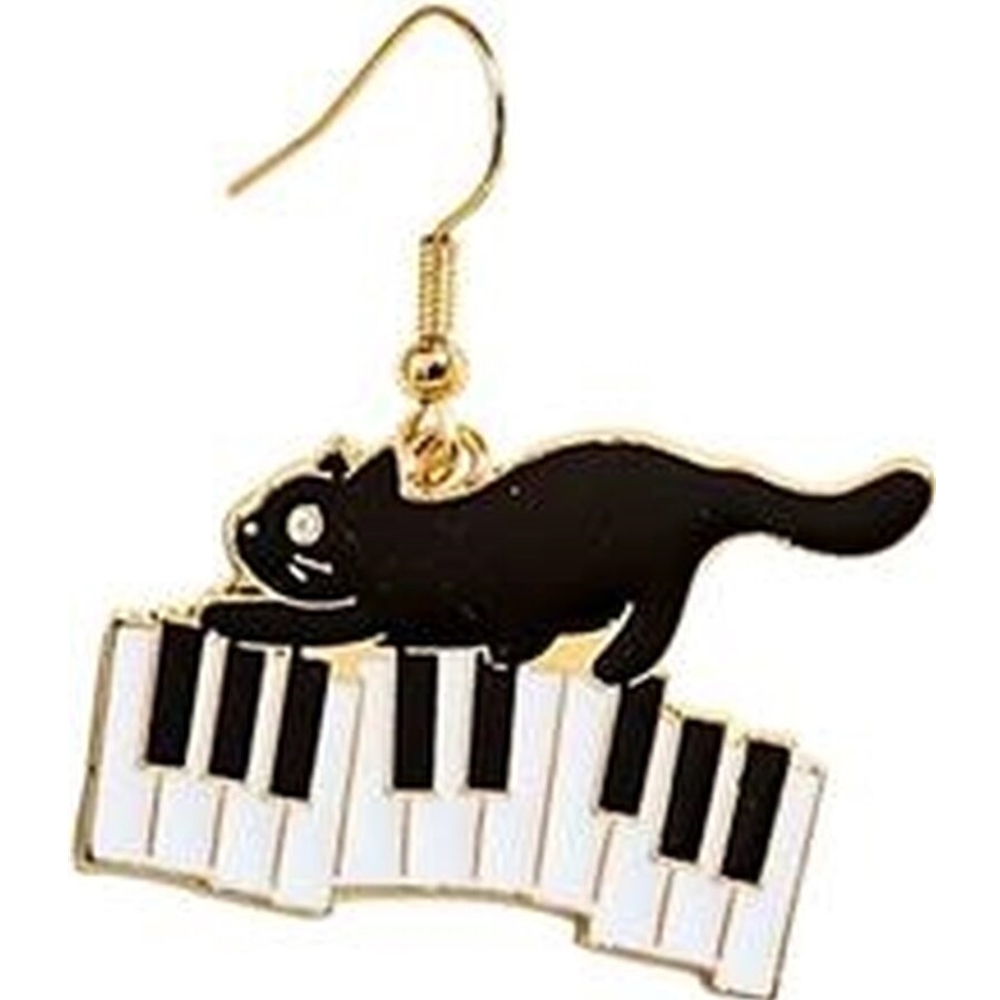 AM Gifts  MUER21 Kitten on Keys Earrings