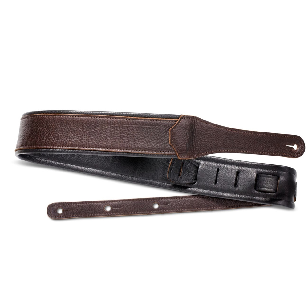 Taylor  4130-25 Koa Plus Leather Guitar Strap, Brown/Black, 2.5"