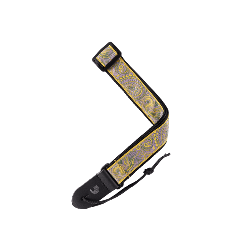 D'Addario 15UKE04 Woven Ukulele / Small Instrument Strap, Paisley Yellow/Purple