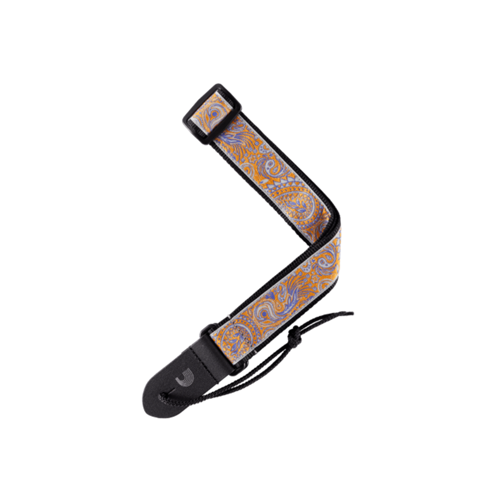 D'Addario 15UKE05 Woven Ukulele / Small Instrument Strap, Paisley Grey/Orange