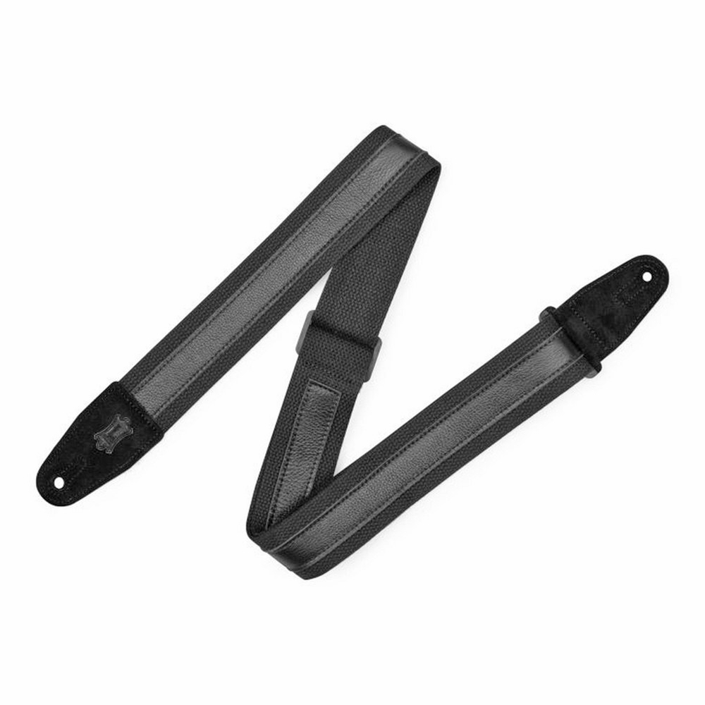 Levy's Leathers MC2CG-BLK-BLK 2" Combo Black Cotton Guitar / Bass Strap, Black
