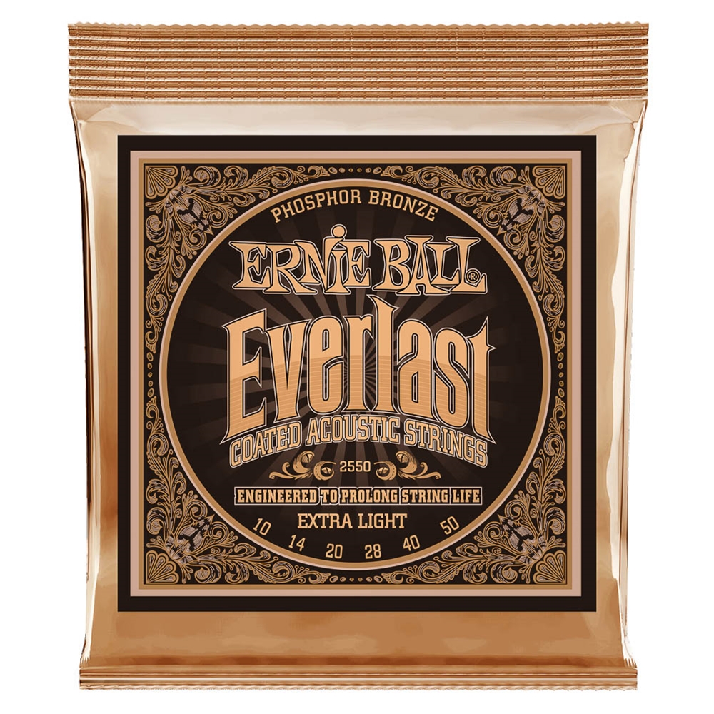Ernie Ball 2550 Everlast Coated Phosphor Bronze Acoustic Guitar Strings 10-50 Extra Light