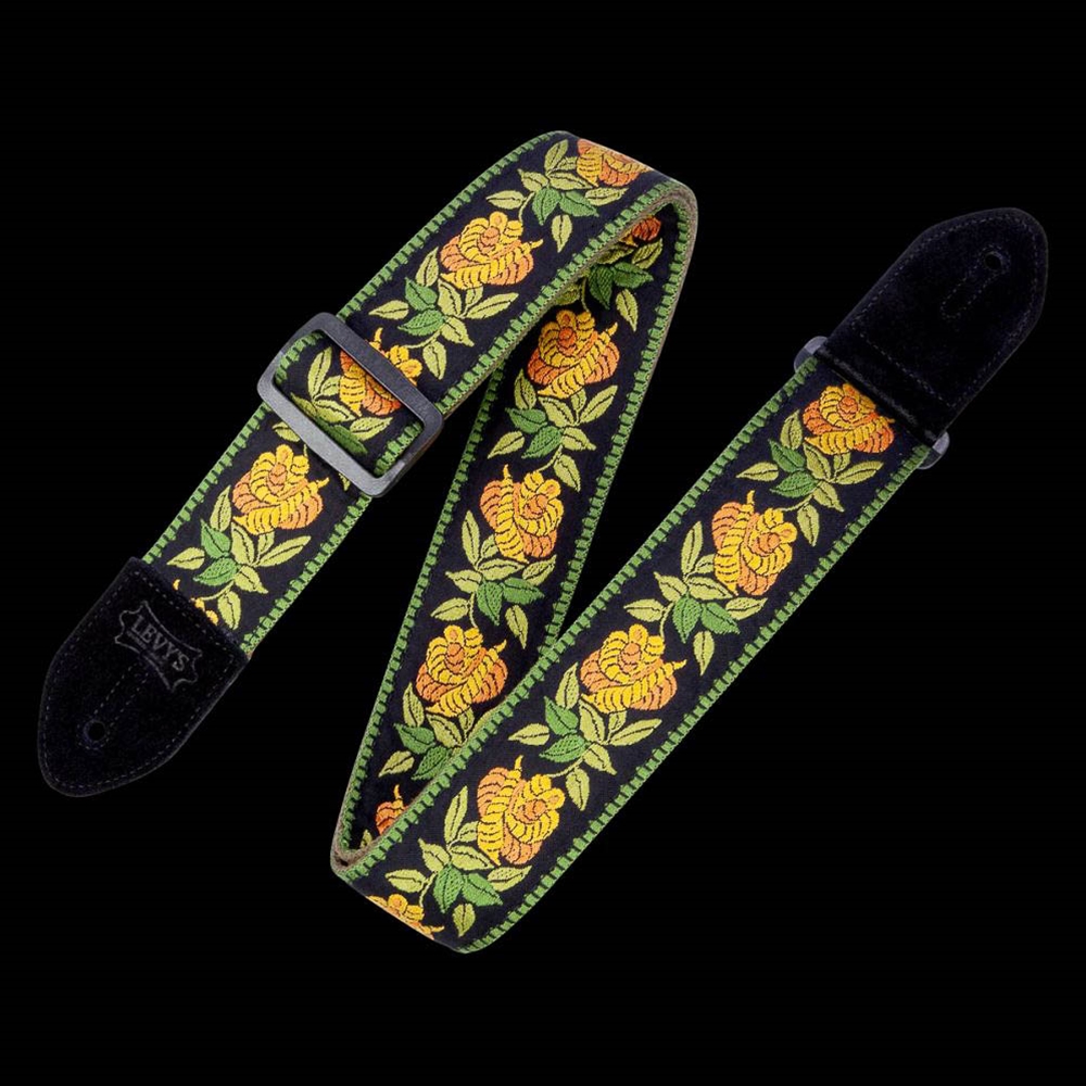 Levy's Leathers MC8JQ-004 2" Yellow Floral Woven Guitar Strap