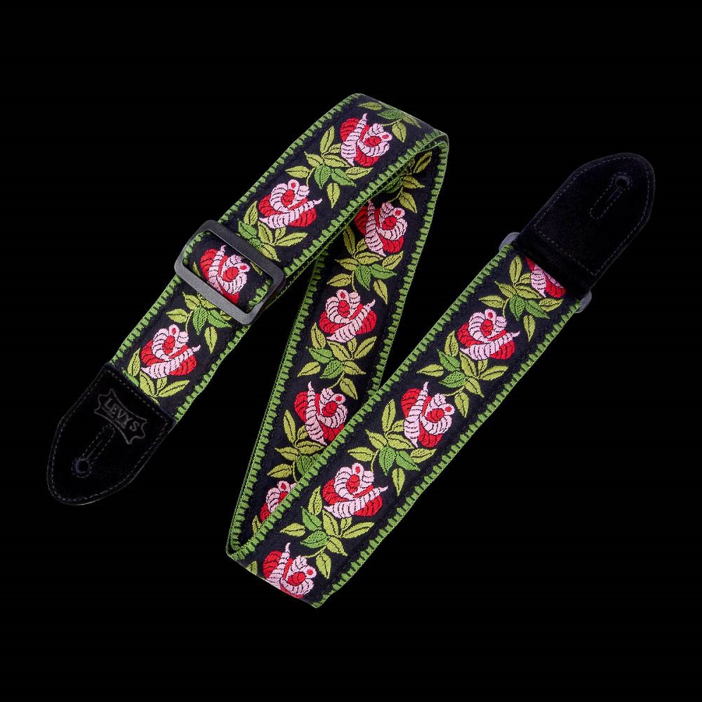 Levy's Leathers MC8JQ-003 2" Pink Black Floral Woven Guitar Strap