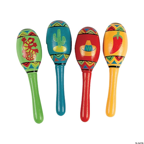 NW Music 27/1053 Pair Mini Maracas - Wood - Colors May Vary