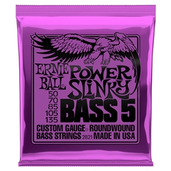 Ernie Ball 2821 5-String Power Slinky Nickel Wound Electric Bass Strings 50-135
