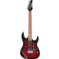 Ibanez GRX70QATRB GRX Electric Guitar, Transparent Red Quilted Maple