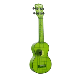 Kala KA-WMT-GN-S Jade Green Transparent Soprano Waterman Ukulele w/ Tote Bag