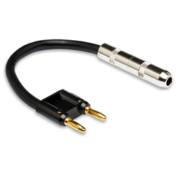 Hosa  BNP-116BK Speaker Adapter,  1/4 in TS to Dual Banana, 6 in, Black