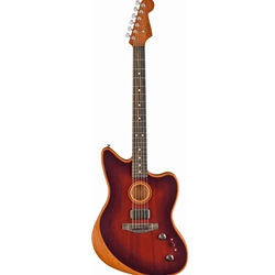 Fender 0972033137 Acoustic Electric American Acoustasonic Jazzmaster All-Mahogany Guitar w/Deluxe 1225 Gig Bag, Bourbon Burst