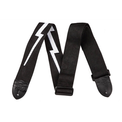 Fender 0990613106 Nylon Lightning Bolt Guitar Strap - Black/White - 2"