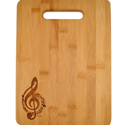 AM Gifts  MUHG3 Wooden Cutting Board G Clef Engraved