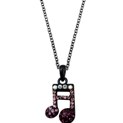 AM Gifts  N479 Sixteenth Notes Purple Rhinestone Necklace