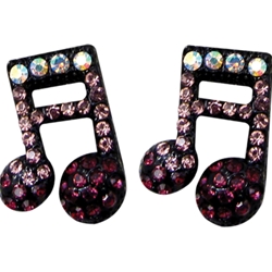 AM Gifts  ER447 Sixteenth Notes Purple Rhinestone Earrings