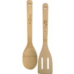 AM Gifts  KMUHG1 Bamboo Engraved G-Clef and Bass-Clef Spoon and Spatula Set