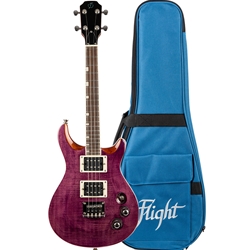 Flight VANGUARDTENORTPP Vanguard Solid Body Transparent Purple Electric Ukulele