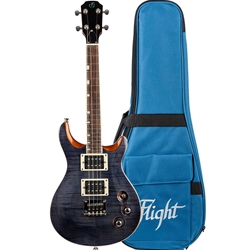 Flight VANGUARDTENORTBK Vanguard Solid Body Transparent Black Electric Ukulele